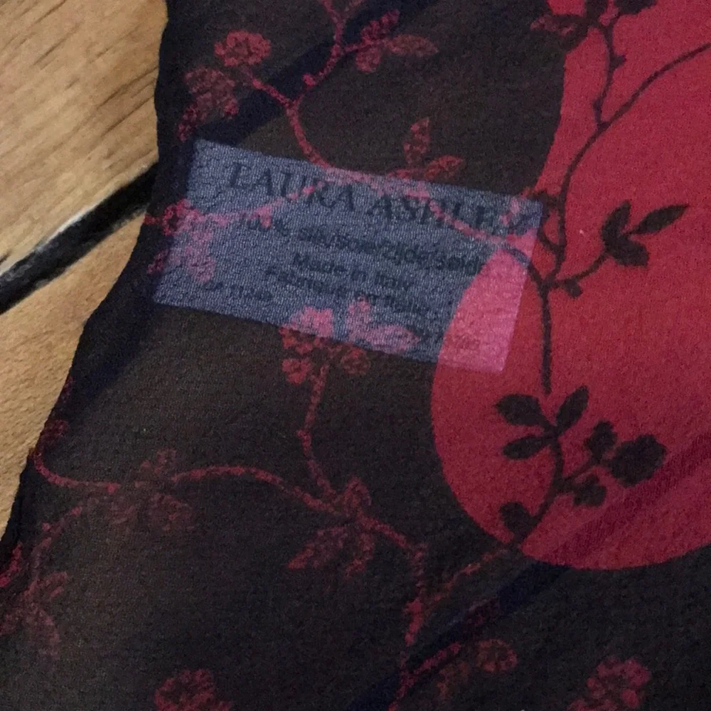 Laura Ashley‎ Red and Black Floral Silk Scarf